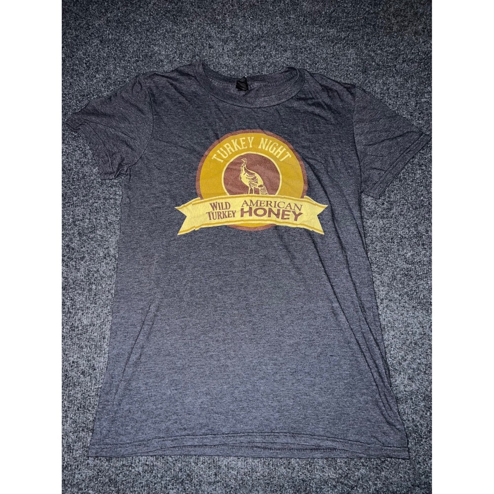 Anvil Wild Turkey American Honey Graphic T-Shirt Small Gray Bourbon Whiskey